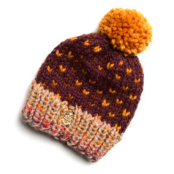 Hearts Around Toque - Burgundy + Mustard