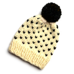 Hearts Around Toque - Cream + Black