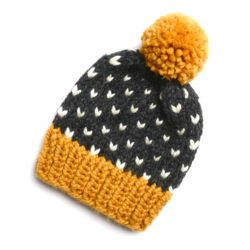 Hearts Around Toque - Mustard + Grey