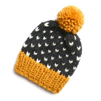 Hearts Around Toque - Mustard + Grey