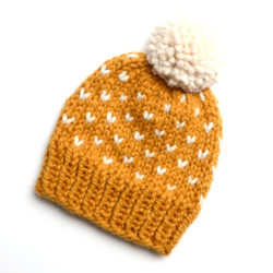 Hearts Around Toque - Mustard + Cream