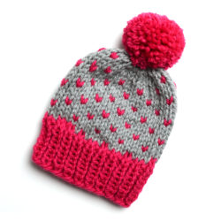 Hearts Around Toque - Pink + Grey