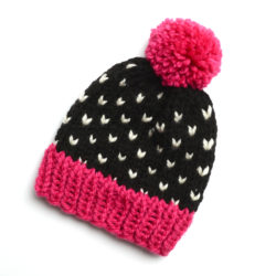 Hearts Around Toque - Black + Pink