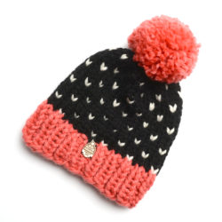 Hearts Around Toque - Coral + Black