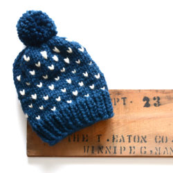 Hearts Around Toque - Navy + Cream